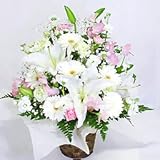 お供えアレンジ リスペクト 白＆ピンク　[供・花・弔事・法要・命日・四十九日に]