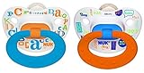 NUK Baby Talk Puller Pacifier, 0-6 Months, Blue/Orange by NUK [並行輸入品]