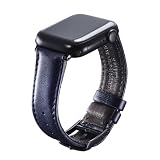 [Knot THE STRAP] 防水レザー アップルウォッチ用 バンド 38mm/40mm/41mm/42mm/44mm/45mm/46mm/49mm Series 1~10/SE1・2/Ultra/Ultla2 メンズ レディース レザーベルト 防水 撥水(Navy(Silver), 42mm(Series10)/44mm/45mm/46mm/49mm) S22-SWP-NV_SILVER