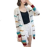 [XINXIKEJI]ドル丈 カーディガン ロング レディース 春夏秋 シンプル 羽織り ブラウス フォーマル おしゃれ ストライプ 薄手 体型カバー ストール UVカット 日焼け 冷房対策 防寒 彼