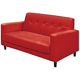 家具の赤や ソファ 2人掛け CASINO(カジノ) PVC 合成皮革 木脚 肘付き (レッド)