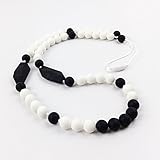 歯固め ネックレス シリコン ママ授乳ジュエリー 六角ビーズのはがため ママのネックレス チュアブルおしゃぶり 赤ちゃんのおもちゃ[BPAフリー][FDA認可済]安全 無味 ワイト ブラック