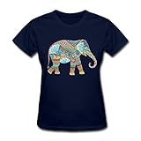 キュート象カラフルデザインレディースTシャツ033 L