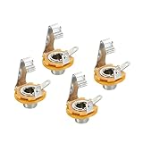 uxcell ギター入力ジャック 6.5 mm ステレオジャック モノパネル取付ソケット シルバー ギターベーススピーカーフットスイッチ用 4個