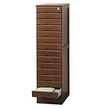 桐製 木製 書類チェスト 鍵付き 浅型15段