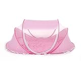 ベビー蚊帳 通気性抜群で 蚊や虫の侵入を防ぎ 真夏の夜も安眠 蚊帳 カヤ ベビー用品 可愛い 折畳み 高品質 ワンタッチ式 虫除け 嬰兒布団付 (ピンク)