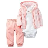 カーターズ carter's 女の子用ピンクスクエアフード付きジャケット上下3点セット (6months(61-67cm)) [並行輸入品]