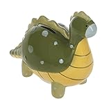 恐竜グリーンイエロー5インチセラミック貯金箱