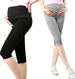 Sweet+ マタニティ レギンス 7分丈 インナー パンツ スパッツ ガードル トレンカ ひざ下丈 サイズ調整可能 フリーサイズ (グレー・ブラック)