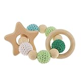 SODIAL 木製ティーシングリング1個 かわいいおもちゃのガラガラ おもちゃの赤ちゃん用歯磨きアクセサリー- マルチカラー - 星