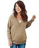 Angeliebe エンジェリーベ マタニティ Vネック やわらか ニット 産前 産後 妊婦服 フリー ベージュ