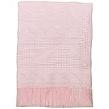 BabyPrem Baby Large Soft White Acrylic Fern Shawl Blanket 48 x 48 PINK by BabyPrem