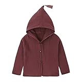 ALLAIBB ベビー服 トレーナー パーカー ガーゼ フード付き 長袖 キッズ カーディガン タッセル付き size 110(36-48ヶ月) (赤紫)