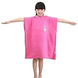 Happy Venture フード付き バスタオル ビーチタオル バスローブ ベビー キッズ 子供 女の子 ガールズ ポンチョ型 スイミング プール 大判 綿 吸水 通気 プレゼント ギフト 厚手 (