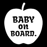 リンゴ baby on board カッティング ステッカー ホワイト 白