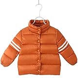 KACHI キッズ 子供服 ダウンジャケット ダウンコート ダウン 中綿ジャケット 立ち襟 女の子 男の子 秋冬 アウター 冬 防寒 保温 防風 オレンジ 90cm(12ヶ月~2歳)