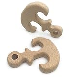 Kissteether 2pcs 手作り木製オーガニックセーフベビーテイカーアンカーペンダントオーガニックナチュラルブナ木製玩具ハンドカット動物DIYベビーテザー看護アクセサリー (2pcs)