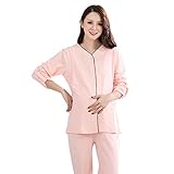 マタニティウェア　パジャマ　ルームウェア　授乳服　レディース　部屋着　2点セット　産前　産後　長袖　前開き　調整可能　綿　ソフト (XXL)