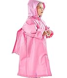 子供用レインコート　 レインウェア　リュック対応　半透明　携帯ポーチ付き (M, ピンク)