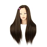 Weryn（TM）ニースのマネキン頭部美容院のトレーニングヘッド用ダークブラウン60センチメートルヘアウィッグでプロフェッショナルスタイリングヘッド