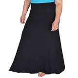 ストレッチは快適レディースプラスサイズロングFlowyスカート US サイズ: 3L カラー: ブラック