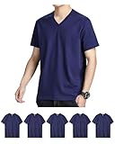 [SHOREKEEPER] インナーシャツ ５枚組 綿100% Vネック 半袖 Tシャツ やわらか肌着 抗菌防臭加工 オールシーズン 下着 メンズ (JP, アルファベット, 4XL, ネイビー)