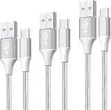 USB Type C ケーブル【3本セット 1m/1m/2m】3A 急速充電 cタイプ QuickCharge3.0対応 高速データ転送 高耐久ナイロン素材 Samsung Galaxy S10/Note/Huawei P30/P20 lite/Sony Xperia XZ2/XZ3/Nintendo Switch/GoPro Hero 5/6その他Android USB-C機器対応 (ホワイト)
