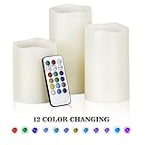 Valentine's Day Decor-Dudu Weatherproof Color Changing Flameless LED Candles with Remote & Timer for