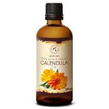 カレンデュラ オイル 100ml - 100% ピュア＆ナチュラル カレンデュラ オイル - Marigold Oil - 肌、髪、顔、体への効果 - マッサージに最適 - ガラスボトル