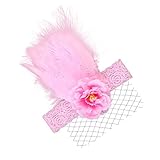 MIOIM ベビー用ヘアバンド レース お花柄 羽毛 新生児 赤ちゃん 出産祝い 内祝い お宮参り 誕生日 100日記念 こどもの日 記念撮影 初節句に ヘッドバンド (ピンク)