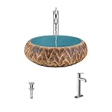 Mr Direct v403 hand-thrownセラミック容器シンク( Bundle – 3 Items :シンク蛇口、、、Pop Up Drain ) 718 シルバー V403-718-C