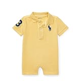 ポロ ラルフローレン ビッグポニー・コットンメッシュ・ショートオール[イエロー](男の子6～9か月用)6Mサイズ [並行輸入品]