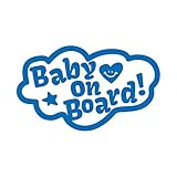 手書き風 baby on board カッティング ステッカー ブルー 青