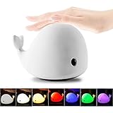 Mystery 4-modes子供ナイトライト、USB充電式Dolphin Night Light withウォームホワイト、強力なホワイト、5単一色と5-color呼吸モード、機密タップコントロール