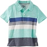 OSHKOSH(オシュコシュ) エンジニアストライプジャージポロ ティール トップス半袖シャツ 2歳【並行輸入】