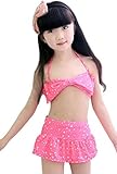 (トヨベイ)Toyobuy 水着 キッズ 女の子 スクール セパレート 上下セット 女児 ガールズ スイムウエア 子供用 ビキニ キャップ付き 海水浴 スイミング ベビー フリル スカート 星柄 ピン
