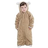 ユニセックスベビー幼児用フリースRabbitブラウンBear HoodyロンパースPlaysuitsパジャマ カラー: ブラウン