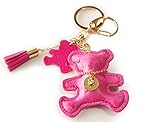 可愛いクマのバッグチャームキーホルダー ピンク