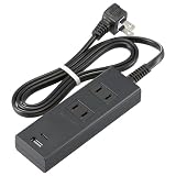 オーム電機 電源タップ 2個口 PD対応Type-C/Type-Aポート付き 1m ブラック HS-TU21PD23-K 00-1002 OHM