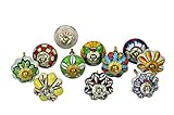 set of 10 floral muliticolor door cupboard cabinet knobs drawer pulls Small 1.5" diameter