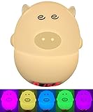 Alkbo Pigクロックランプ命令。タッチセンサー、音声コントロールシリコンセンサー7-colors点滅USB充電式照明、装飾ランプ パープル
