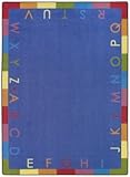 Joy Carpets Kid Essentials Early Childhood Oval Rainbow Alphabet Rug, Pastel, 5'4" x 7'8" [並行輸入品]