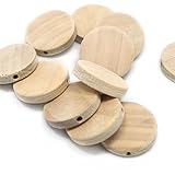 100pcs 20mm Natural Flat Wood Round Beads Unfinished Diy Wood Chips Circles Wood Discs by LOVEBABY