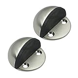 KES HDS201-2-P2 重厚感のあるステンレス鋼 床付用 ドア ストッパー 戸当り ネジ止め 2個入り つや消し仕上げ 並行輸入品