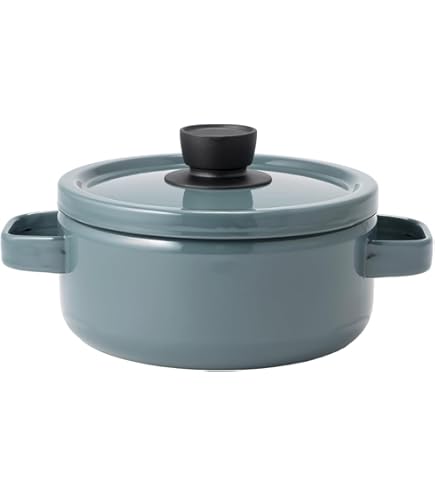 49038★年 ルクルーゼ 両手鍋 18㎝ ココットロンド サテンブルー\" ココット・ロンド 18cm ディープティール (シルバーツマミ) | 両手鍋