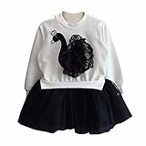 Franterdベビー長袖ブラックスワンプリンセスドレス、子供用ガールズレース糸ドレス