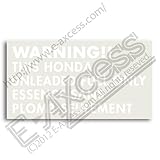 Warning フュエル ステッカー HONDA (ホワイト)
