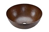 Premier Copper Products VR13BDB Small Round Vessel Hammered Copper Sink, Oil Rubbed Bronze [並行輸入品]