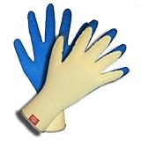 Dickies D38541 Yellow Poly-Cotton Glove with Blue Crinkle Latex Coating [並行輸入品]