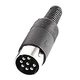 SODIAL(R)ペアブラックDIN8ピンメス+男性プラグソケットオーディオAVコネクタ